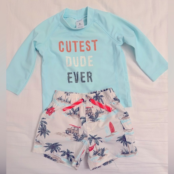 Carter’s Baby Boy - 5 pc Summer Set (shorts/tee/swimsuit) 6 MONTHS - Picture 4 of 4